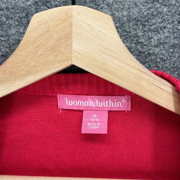 Woman Within Cardigan Women M Medium Pink Open Front 3/4 Sleeve Cotton Casual - Picture 3 of 7